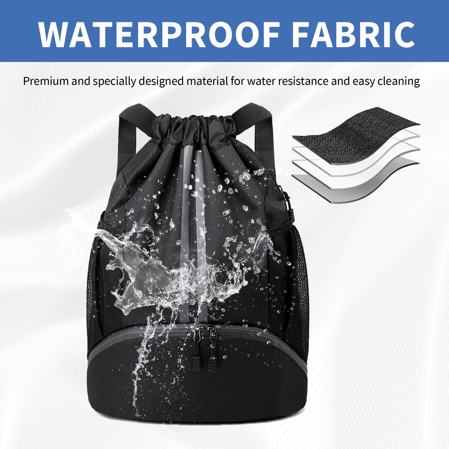 Drawstring Swim Backpack with Shoe Compartment