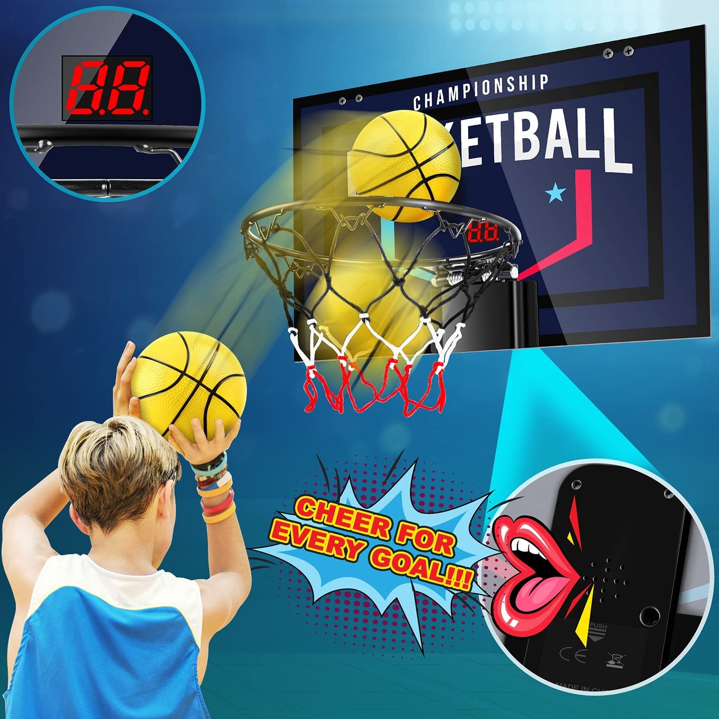 Indoor Basketball Hoop with Electronic Scoreboard
