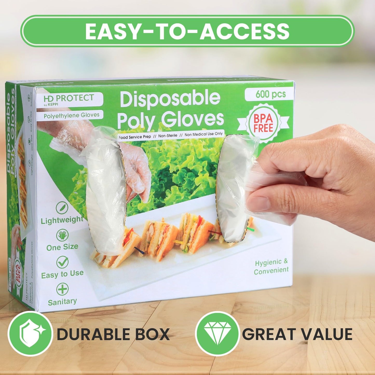 600 Pack Plastic Disposable Gloves for Food Handling