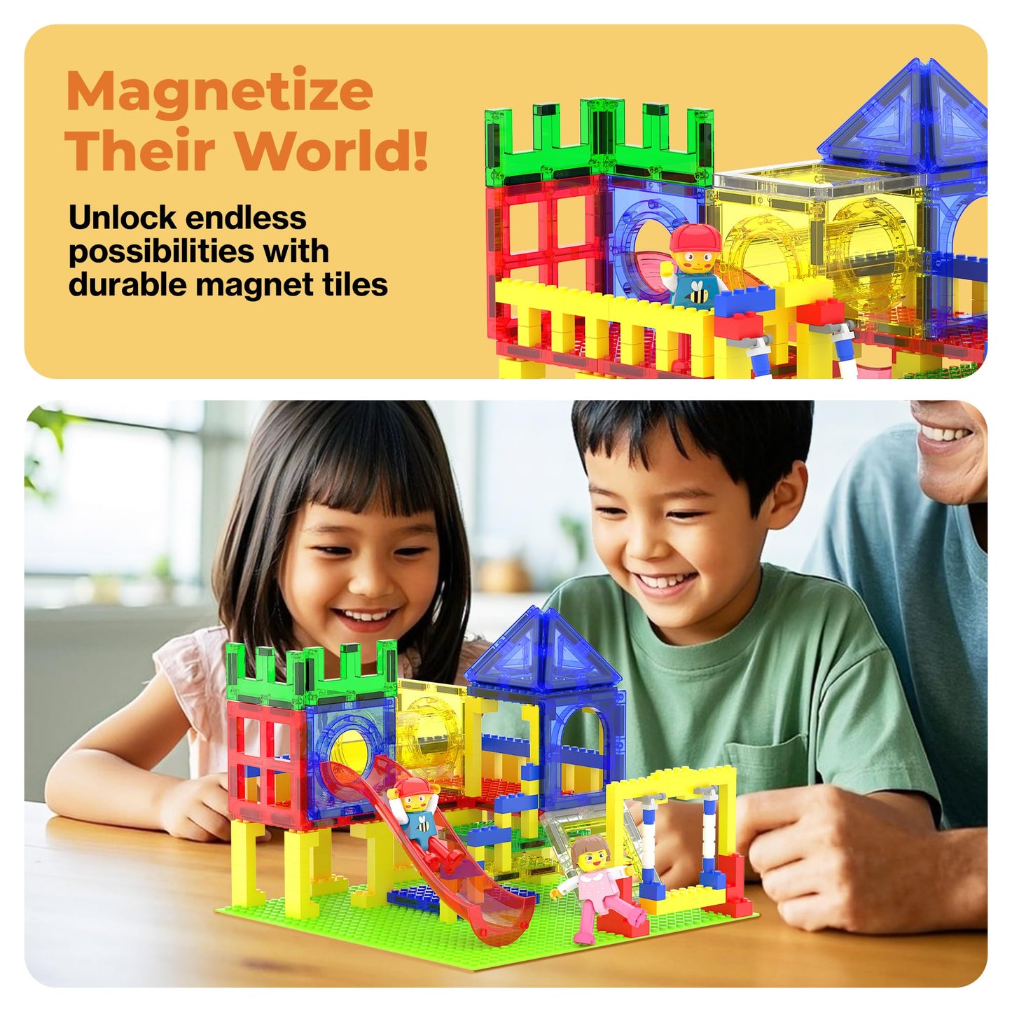 PicassoTiles Magnetic Building Blocks Playground Set