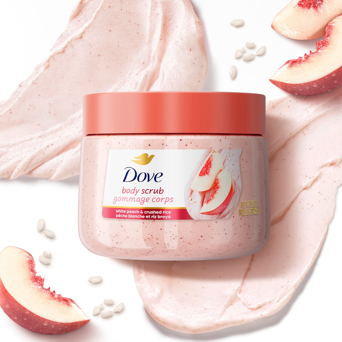 Dove Body Scrub with White Peaches & Rice