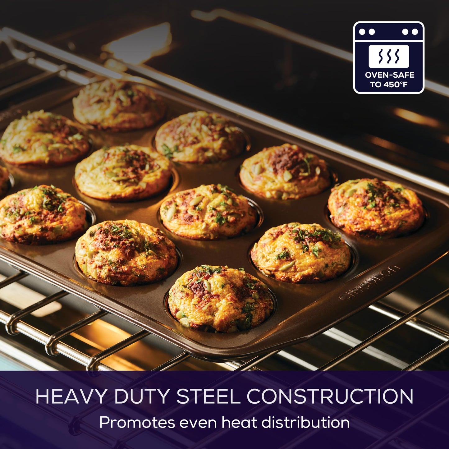 Circulon Nonstick 12-Cup Muffin Tin, Brown Steel