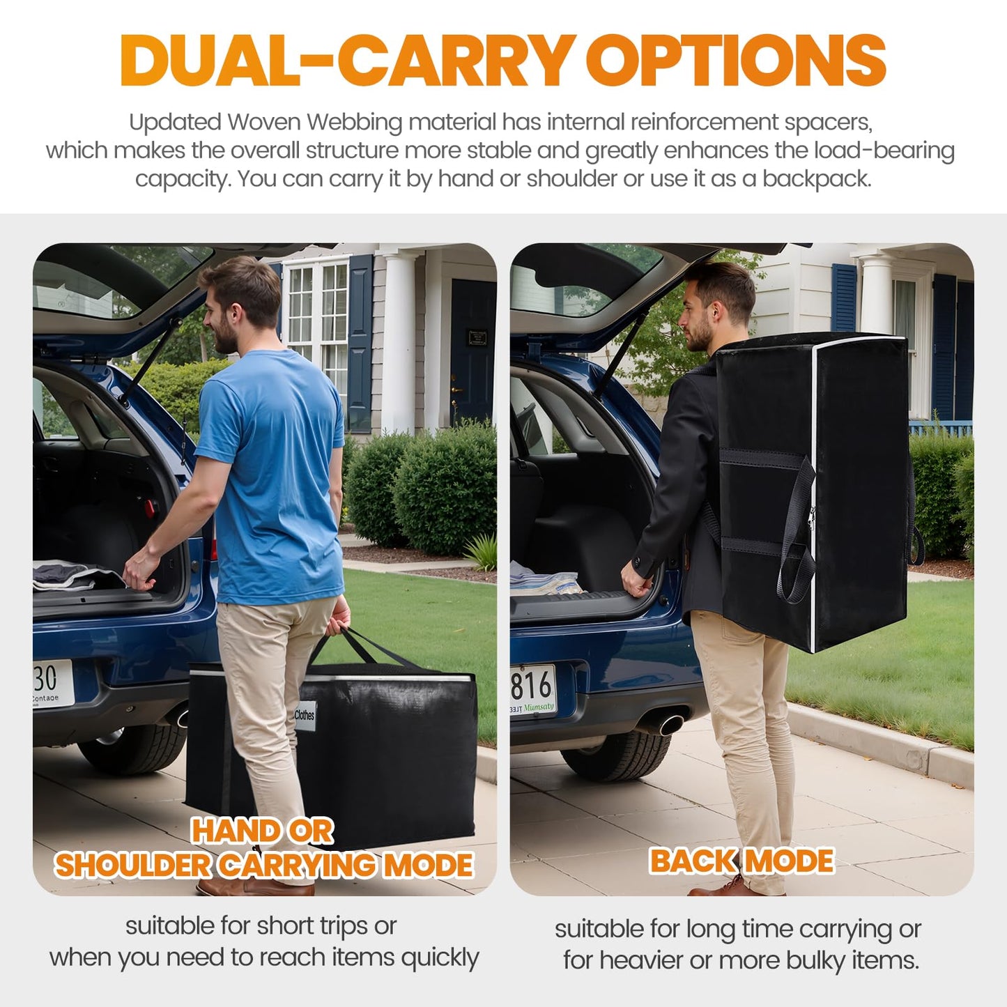 6 Pack Heavy-Duty Moving Bags with Straps