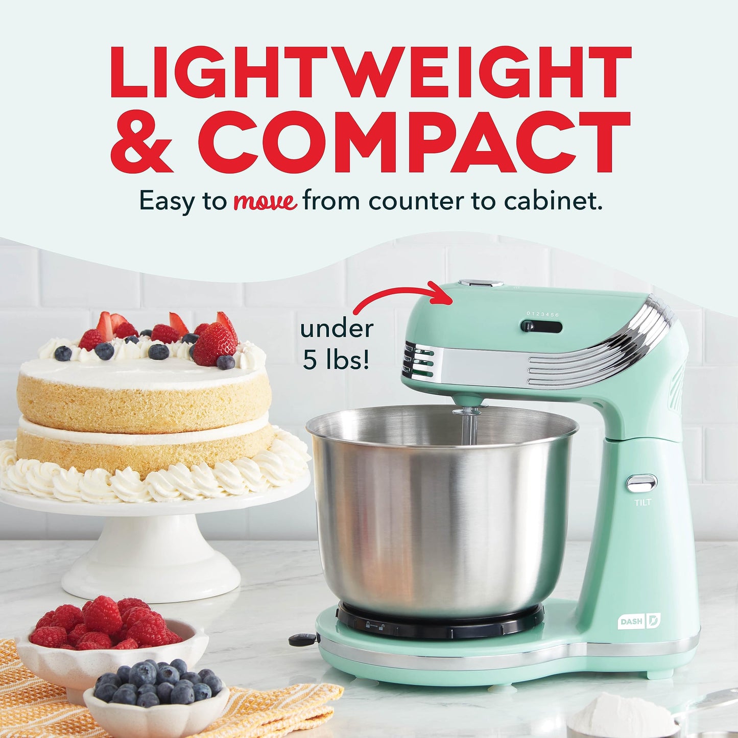 6-Speed DASH Stand Mixer with 3 Quart Bowl