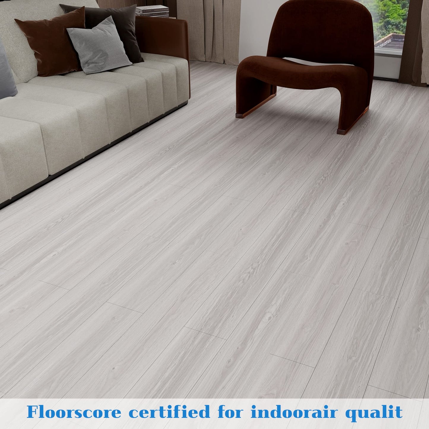 Waterproof Peel and Stick Floor Tile 36 Pack 54 Sq.Ft, (NO Sticky Residue Left) Wood Grain Vinyl Self-Adhesive DIY Flooring Tiles for Bedroom, Living Room, Bathroom, and Kitchen (36" x 6",Cotton)