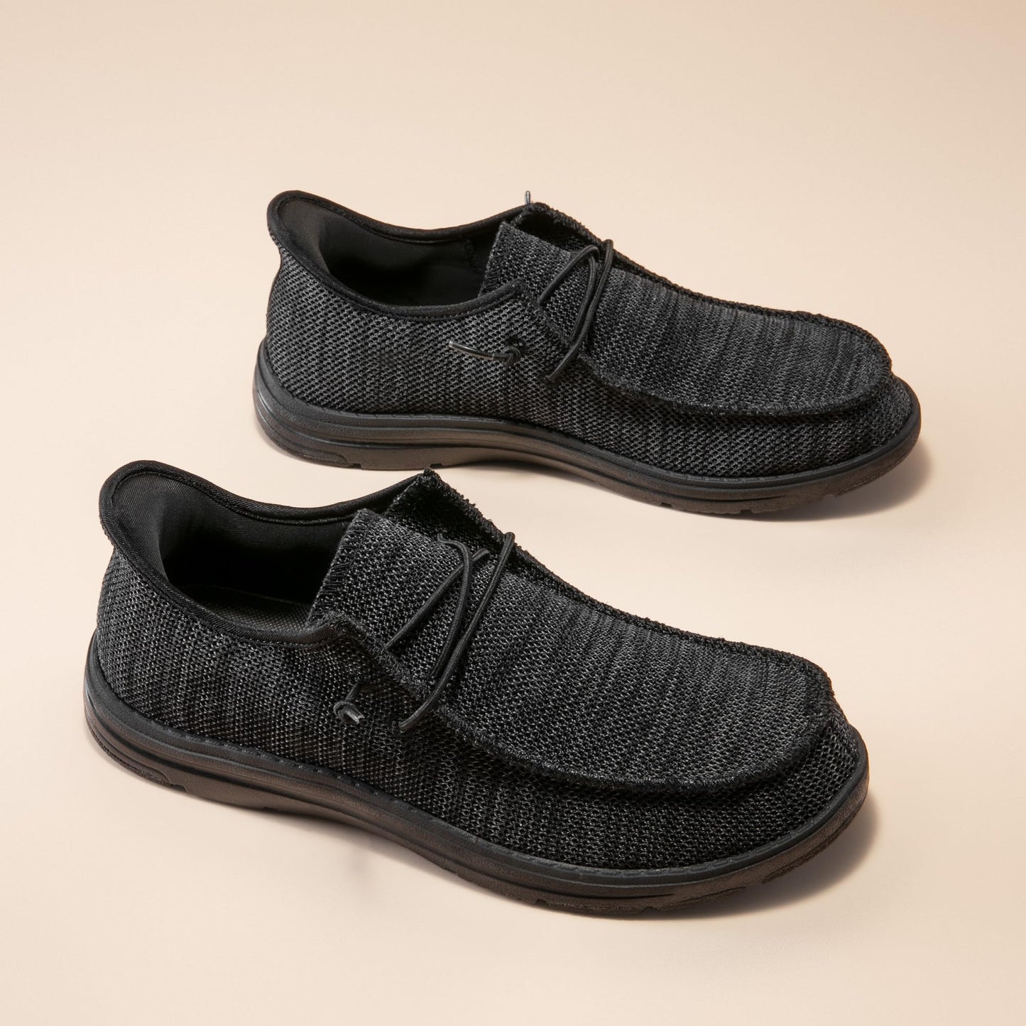 Bruno Marc Hand Free Mens Casual Loafers, Men's Stretch Lace Up Slip On Shoes, Arch Support Non Slip Barefoot Shoes for Men, Comfortable & Light-Weight,Size 9,All Black,SBLS2408M