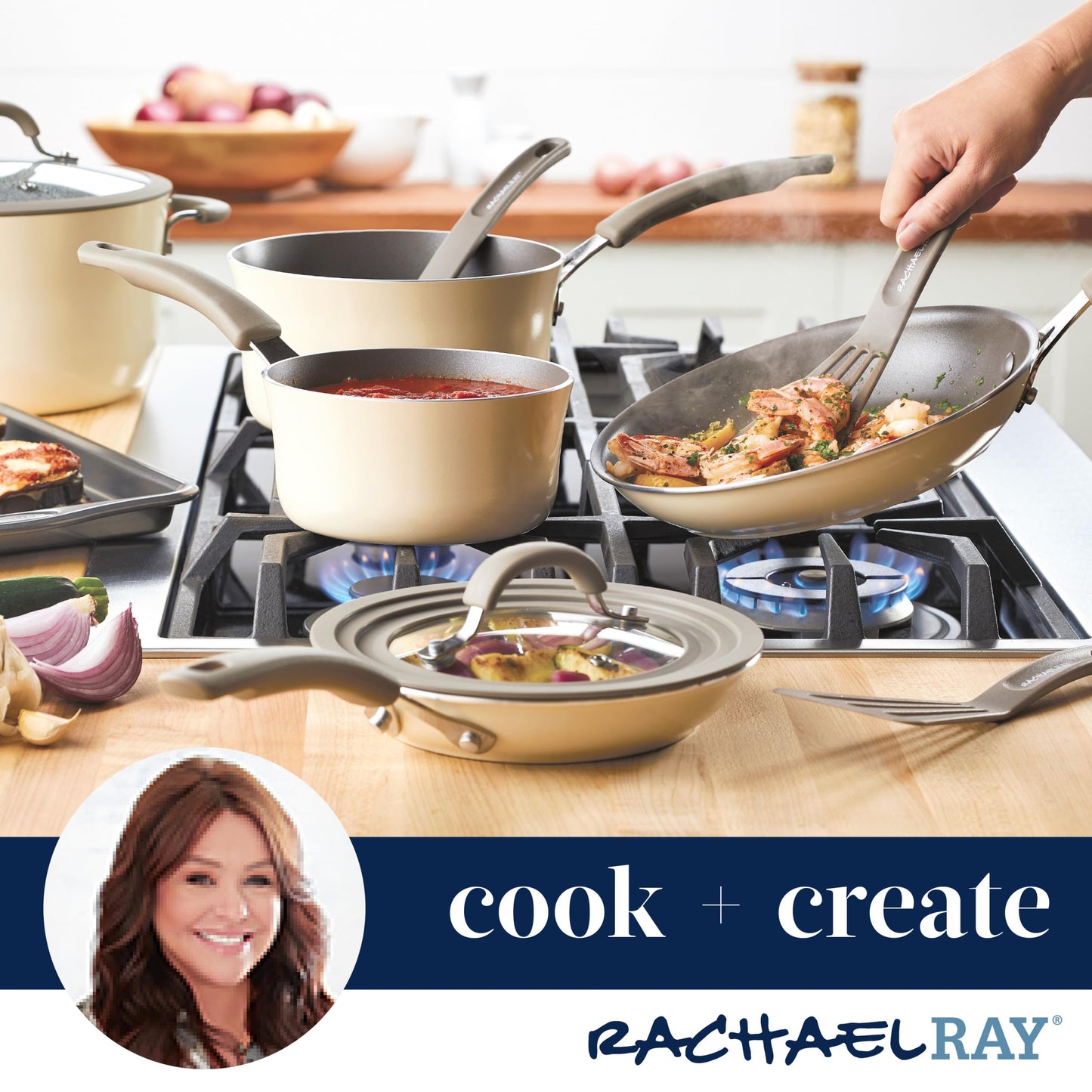 Rachael Ray Nonstick Sauté Pan with Lid, 3QT