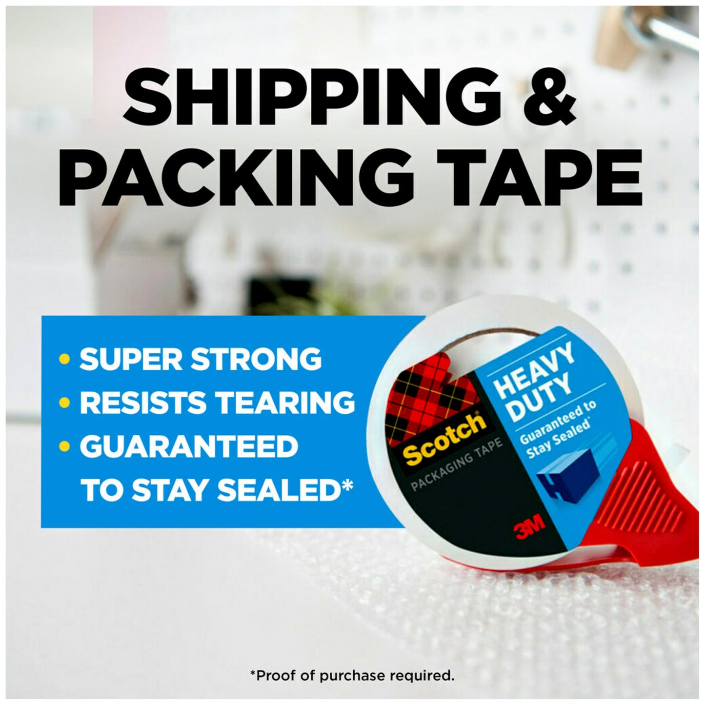 Scotch Heavy Duty Shipping Packing Tape, 4 Rolls