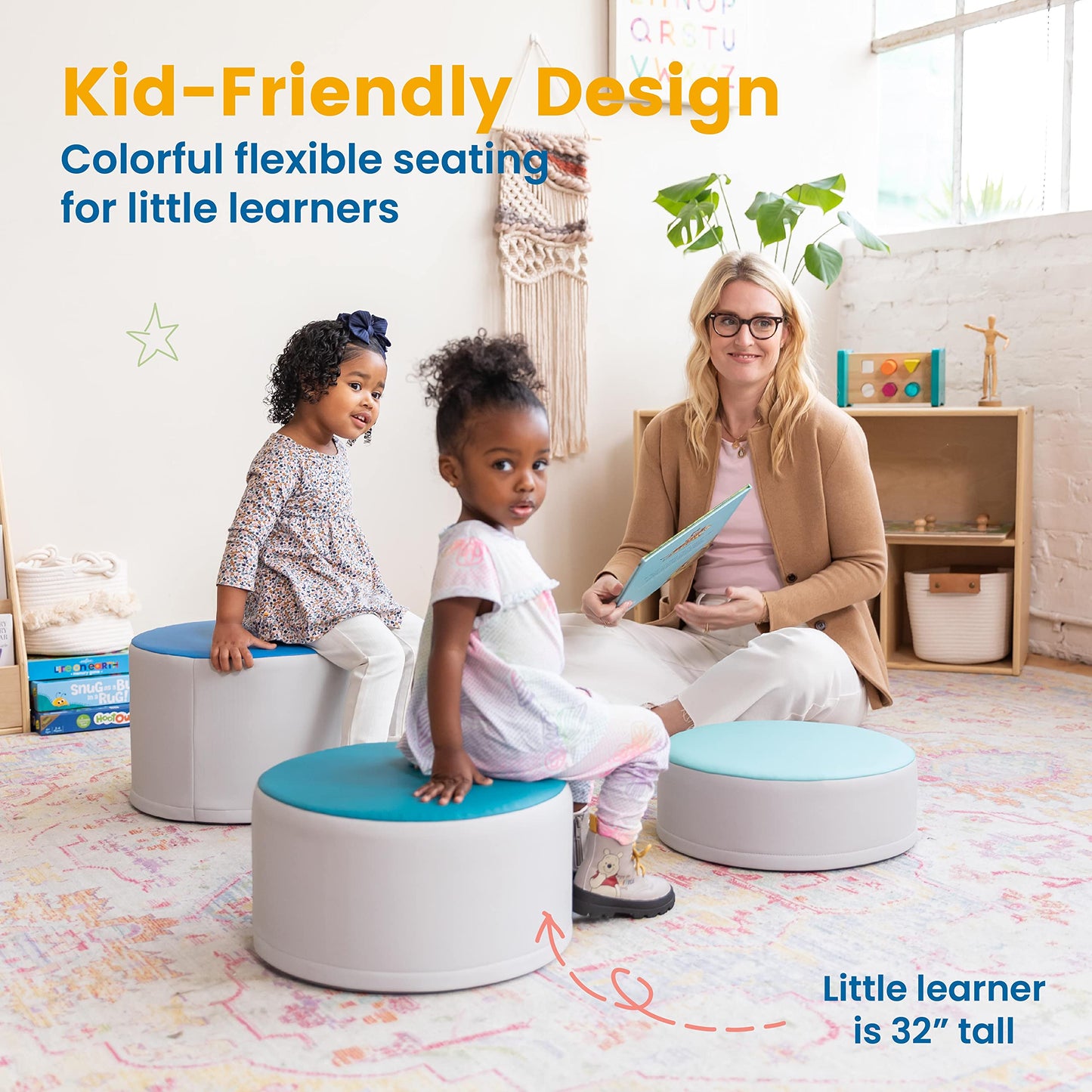 3-Piece ECR4Kids SoftZone Stump Stool Set