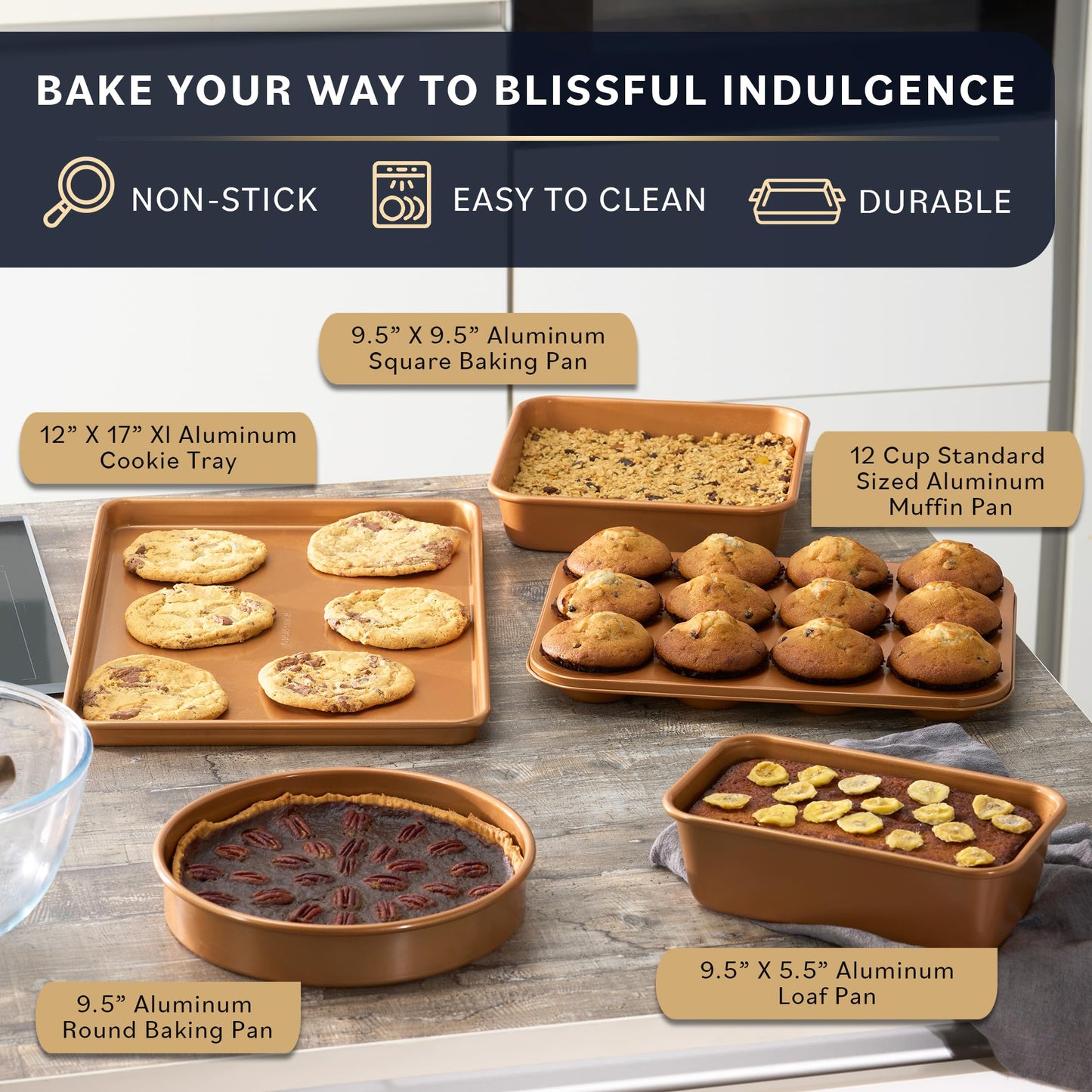 Home Hero 20-Piece Nonstick Cookware Set - Copper