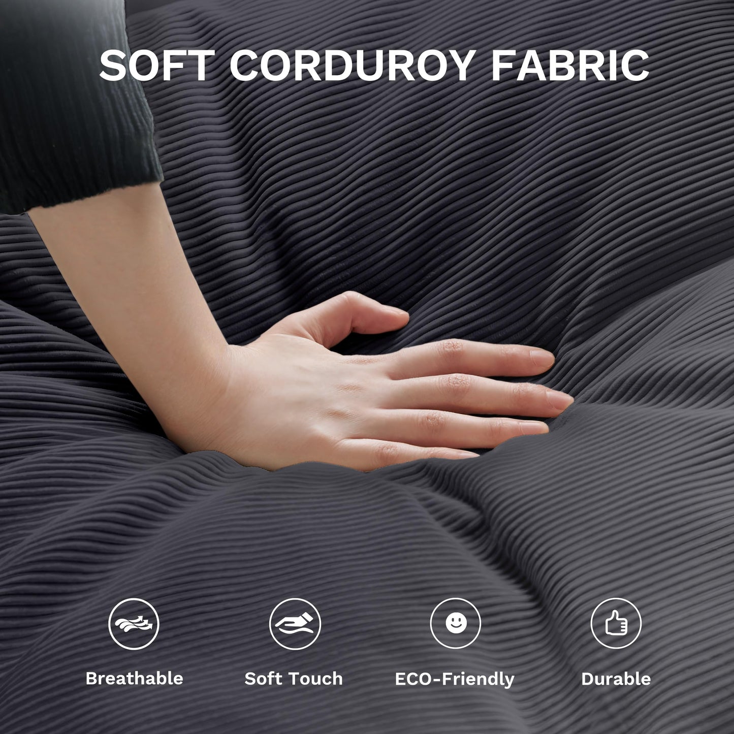 COLAMY Memory Foam Sofa with Ottoman - Dark Grey