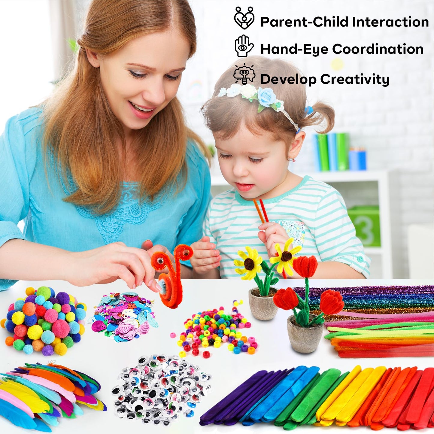 FUNZBO 1200pcs Arts and Crafts Supplies for Kids