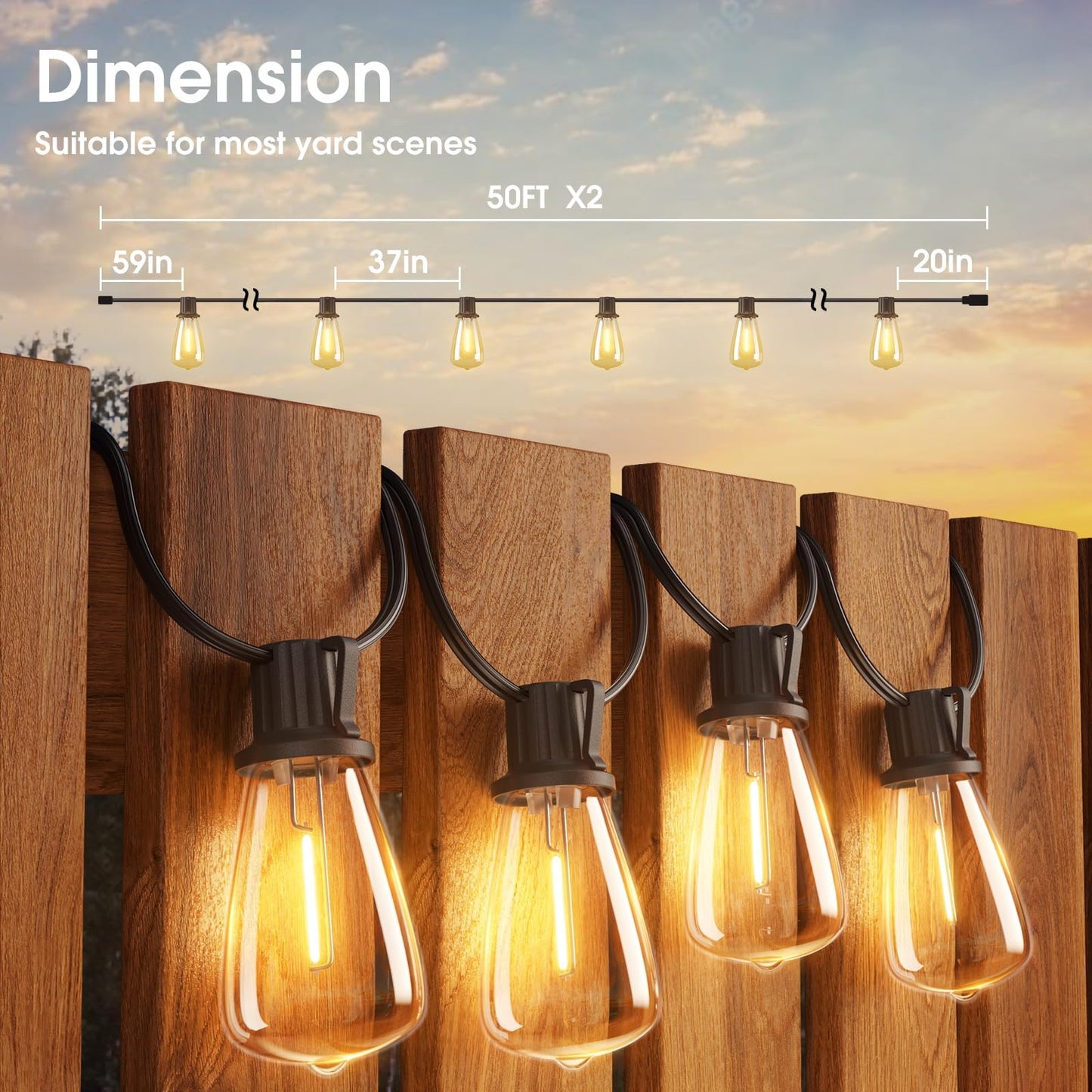 100FT KYY Waterproof LED String Lights for Outdoors