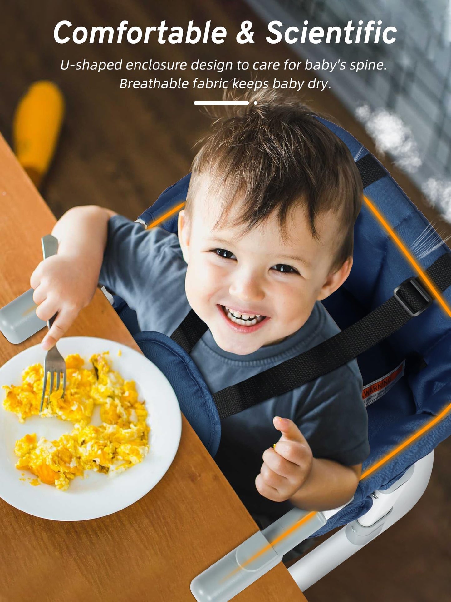 BIUSIKAN Travel High Chair, Foldable High Chairs for Babies and Toddlers, Hook on High Chair with Carry Bag, Booster Seat for Kitchen Chair, Adjustable Height, Portable High Chair for Camping