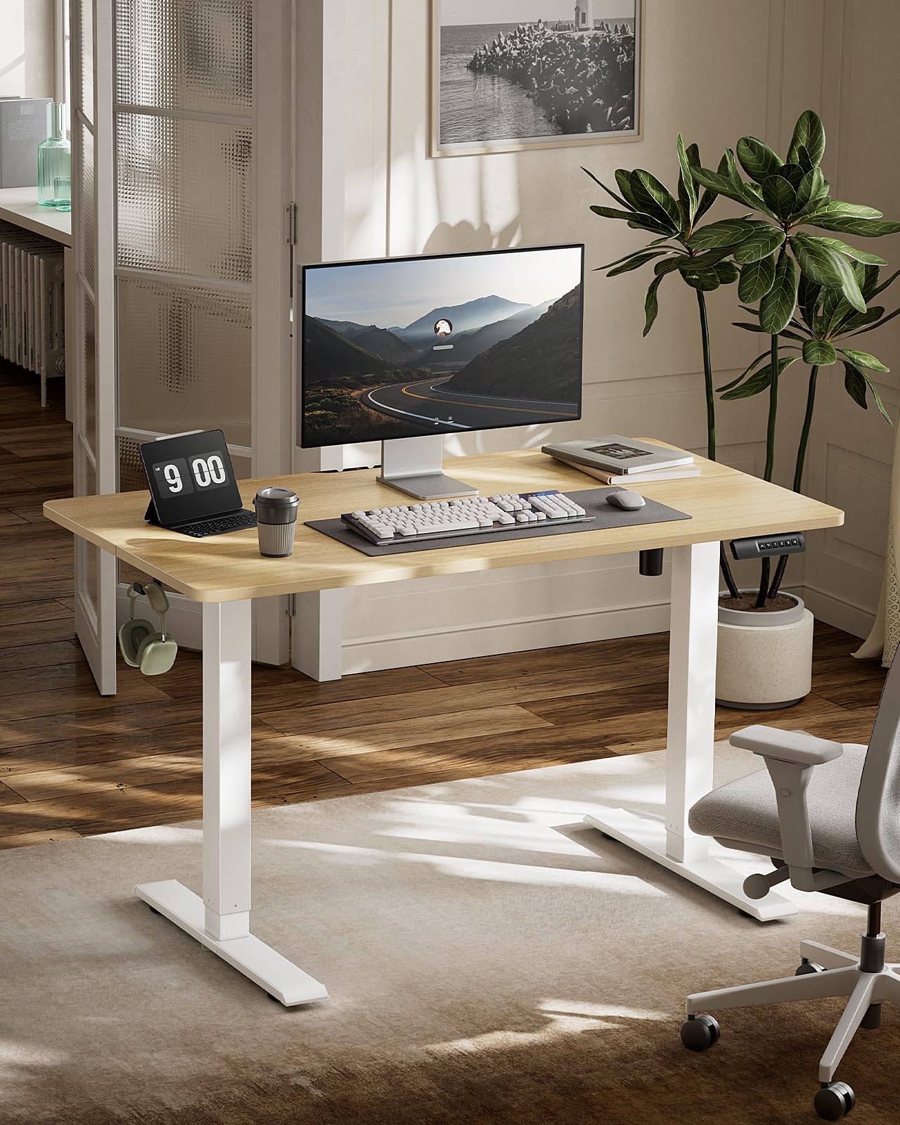 Marsail Electric Standing Desk with LED Lighting