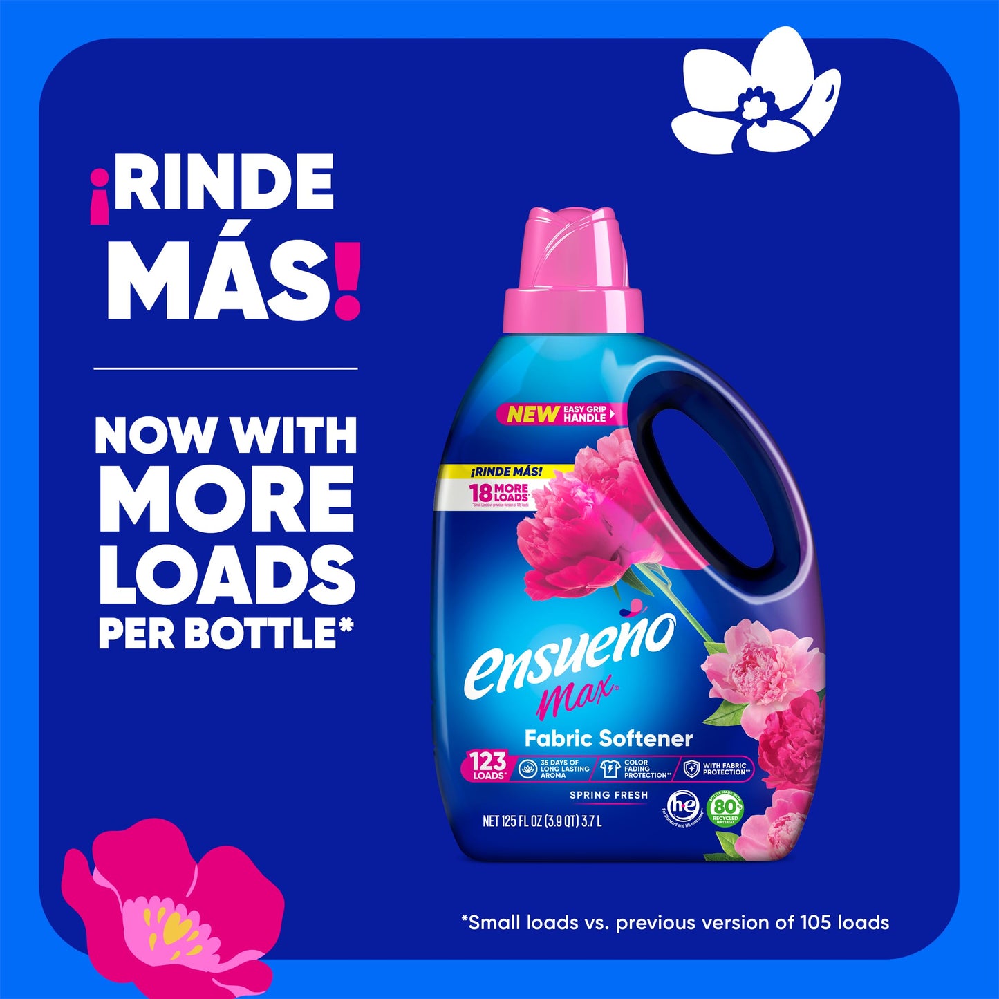 Ensueño - Max Liquid Fabric Softener- With Long-Lasting Freshener And Wrinkle Eliminating formula, Spring Fresh Scent - (125 oz)