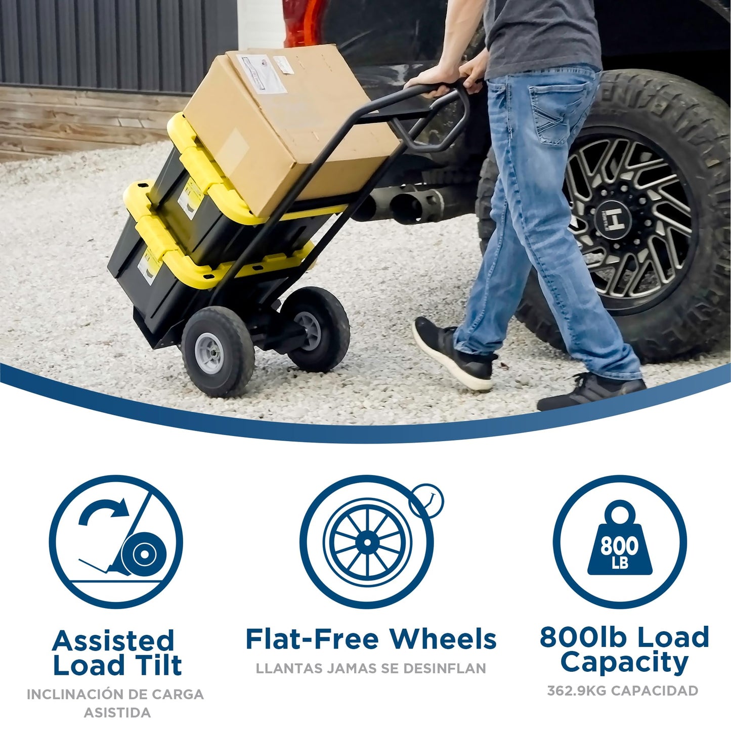 COSCO 800lb Load Assist Hand Truck with Wheels