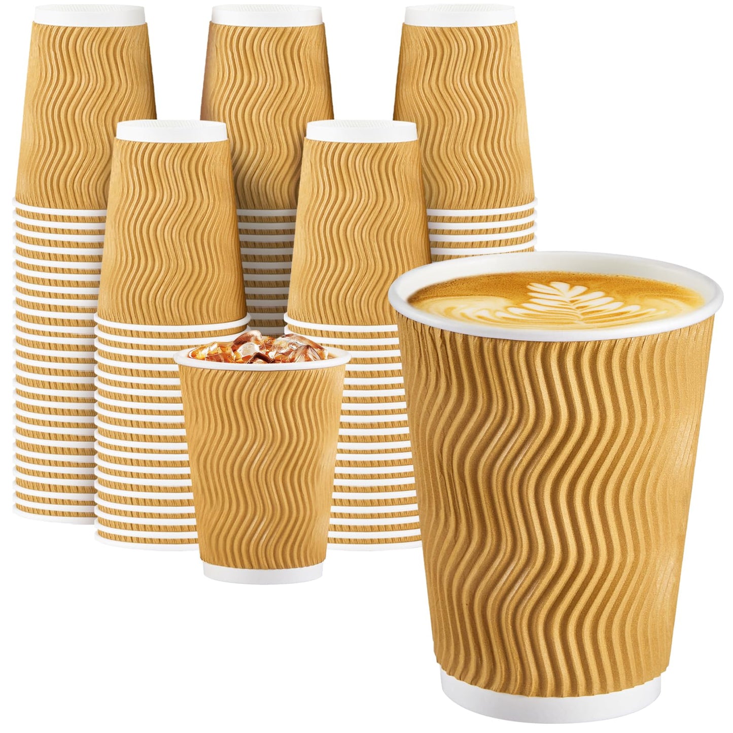 Insulated Disposable Coffee Cups 12 oz 50 Pack