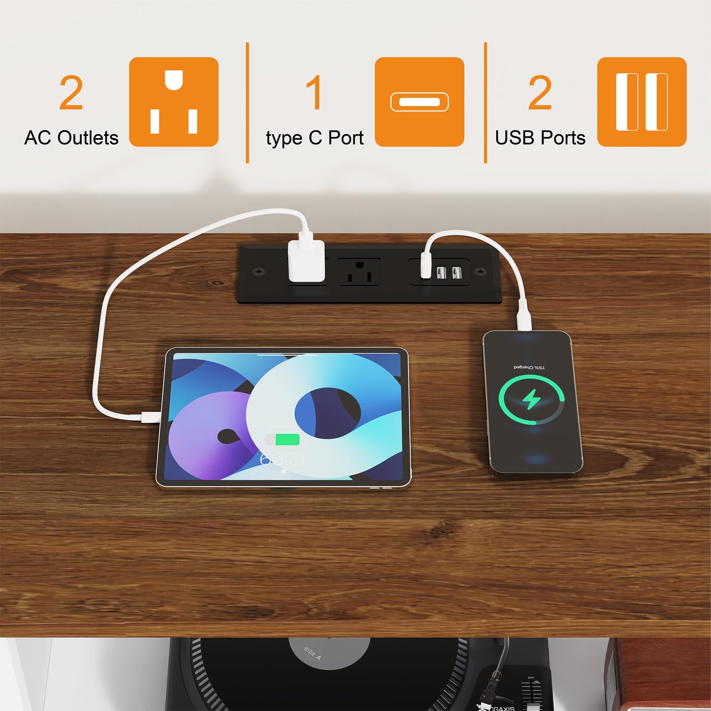 Dresser with LED Lights and Charging Station