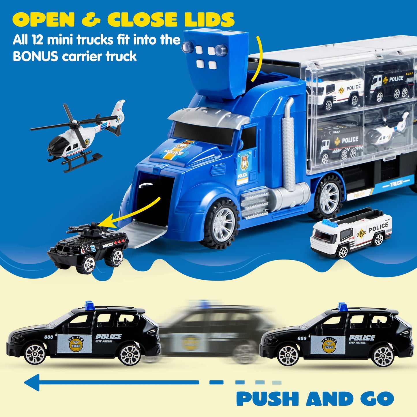 JOYIN 25-in-1 Police Rescue Truck Toy Set