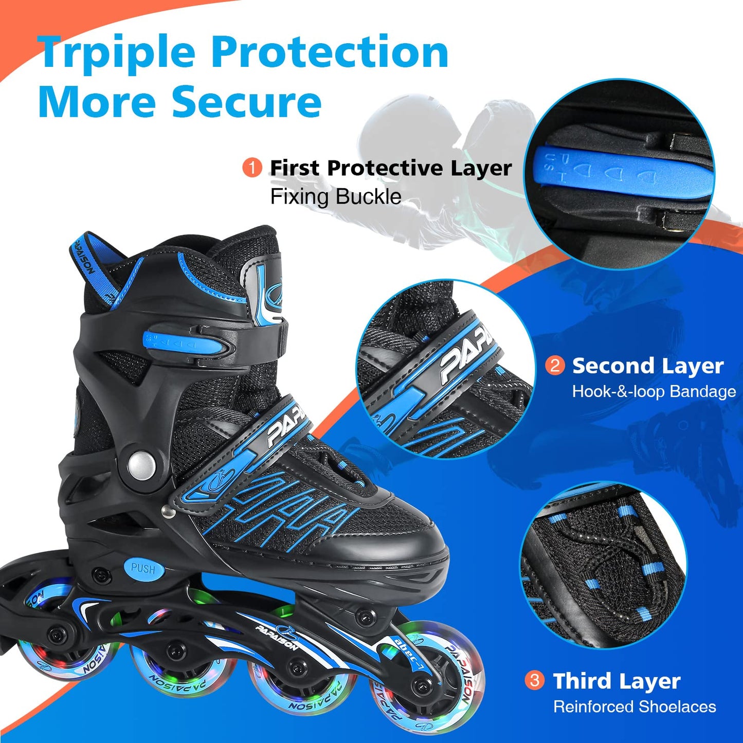 ITurnGlow Adjustable Inline Skates for Kids and Adults with Light up Wheels Beginner Skates Fun Illuminating Roller Skates for Kids Boys and Ladies
