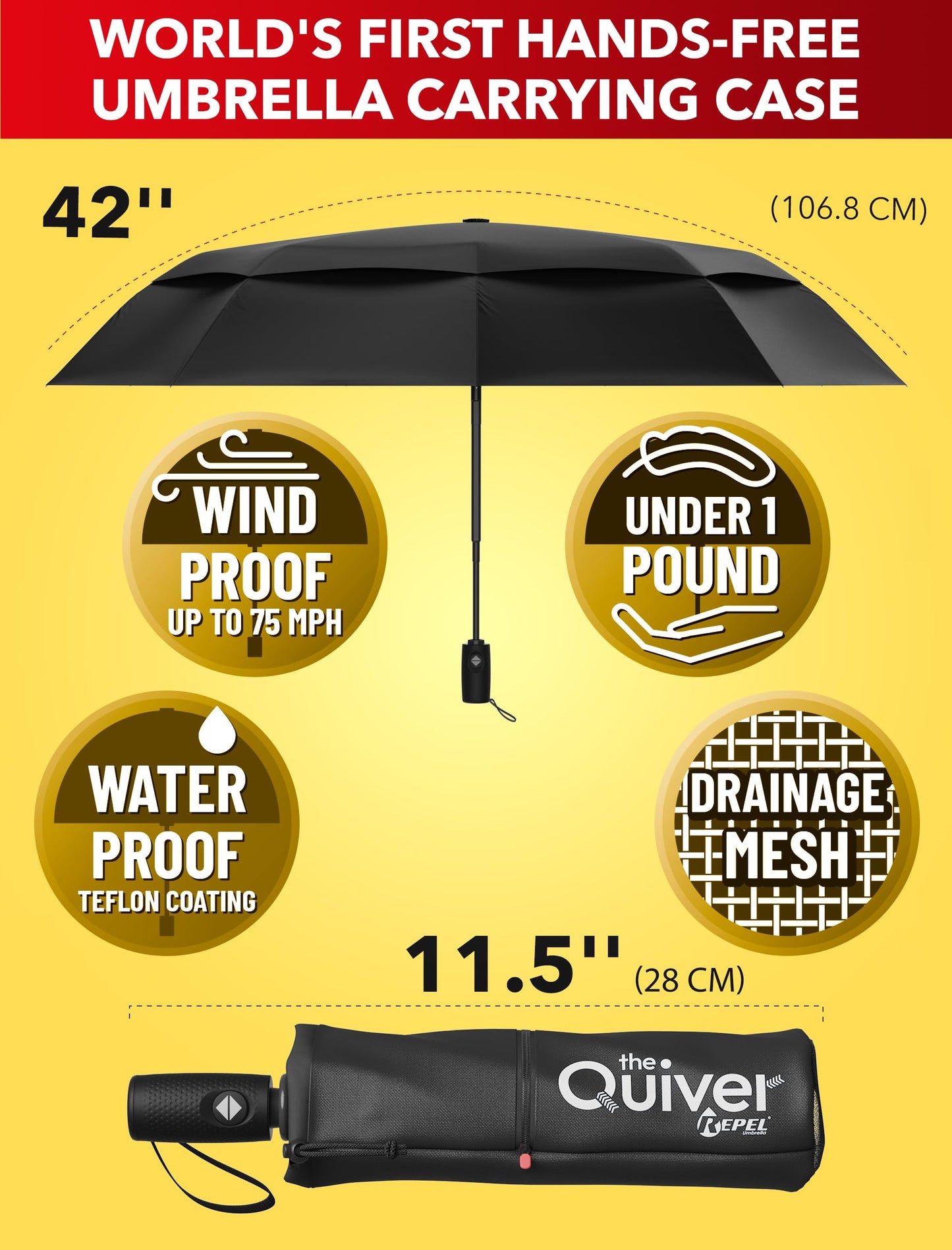 Windproof Travel Umbrella with Auto Open/Close