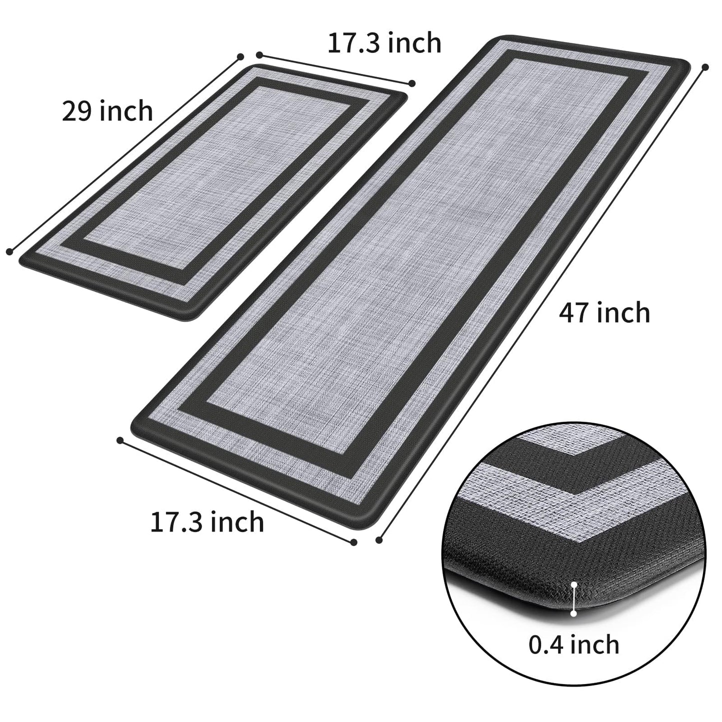 2 Pack Anti-Fatigue Kitchen Mats Waterproof Non-Skid