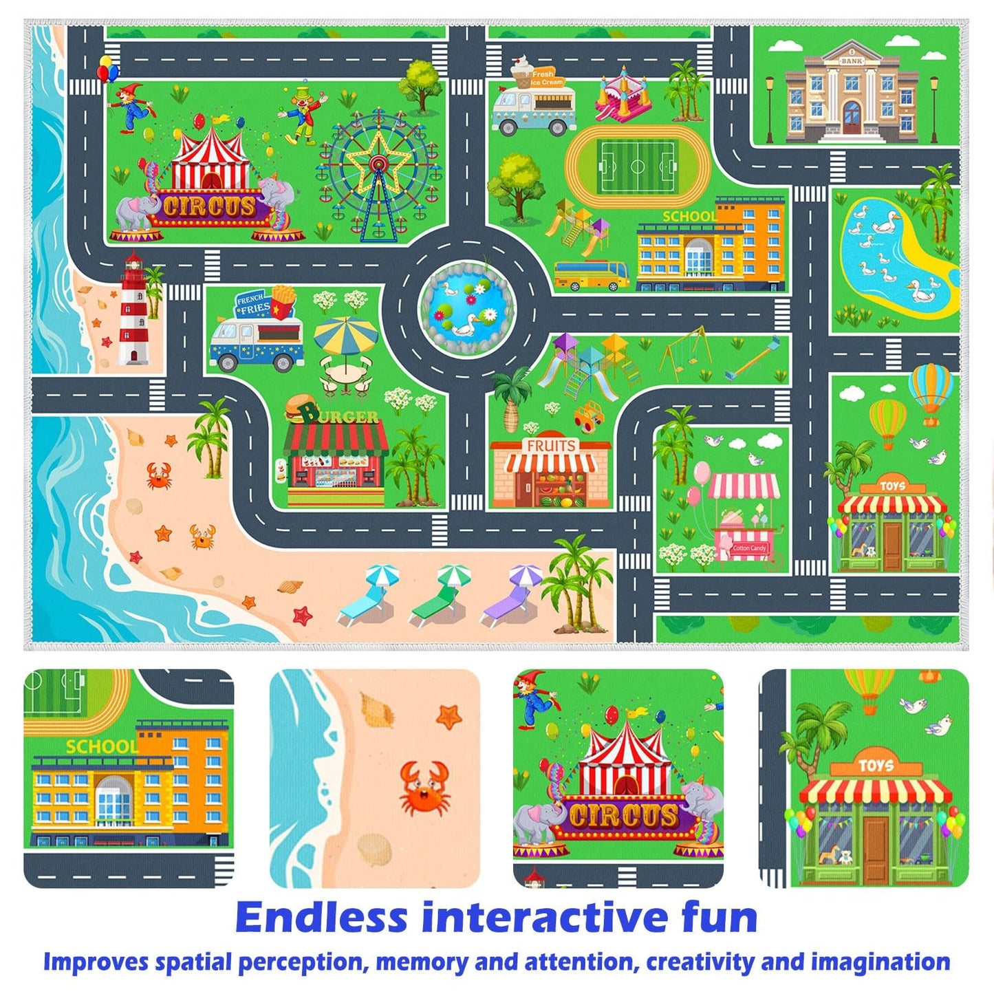 Kids City Life Playmat for Toy Cars and Trains