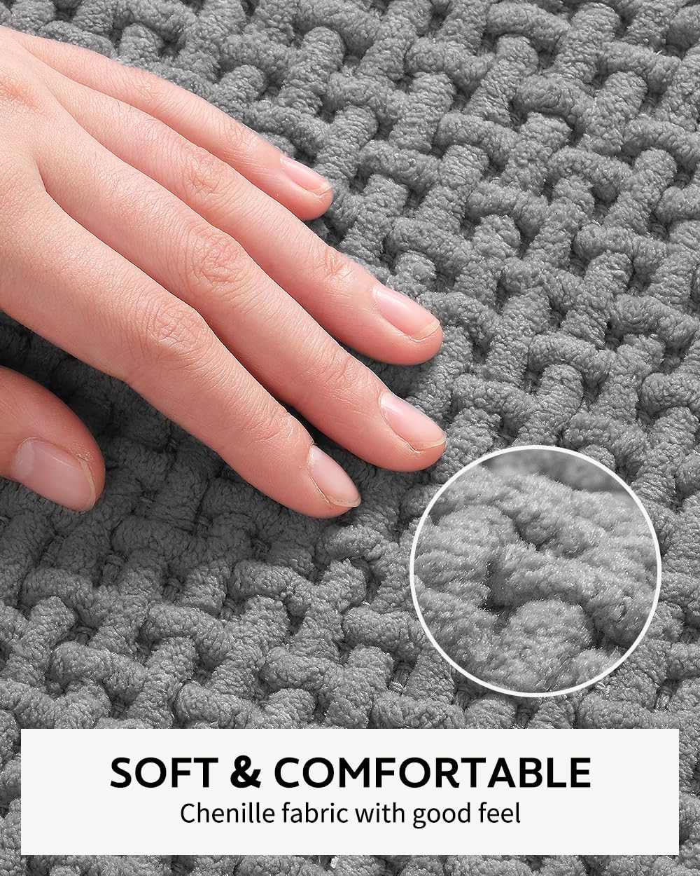 Chenille Bath Mat Non Slip Quick Dry 17"x24"