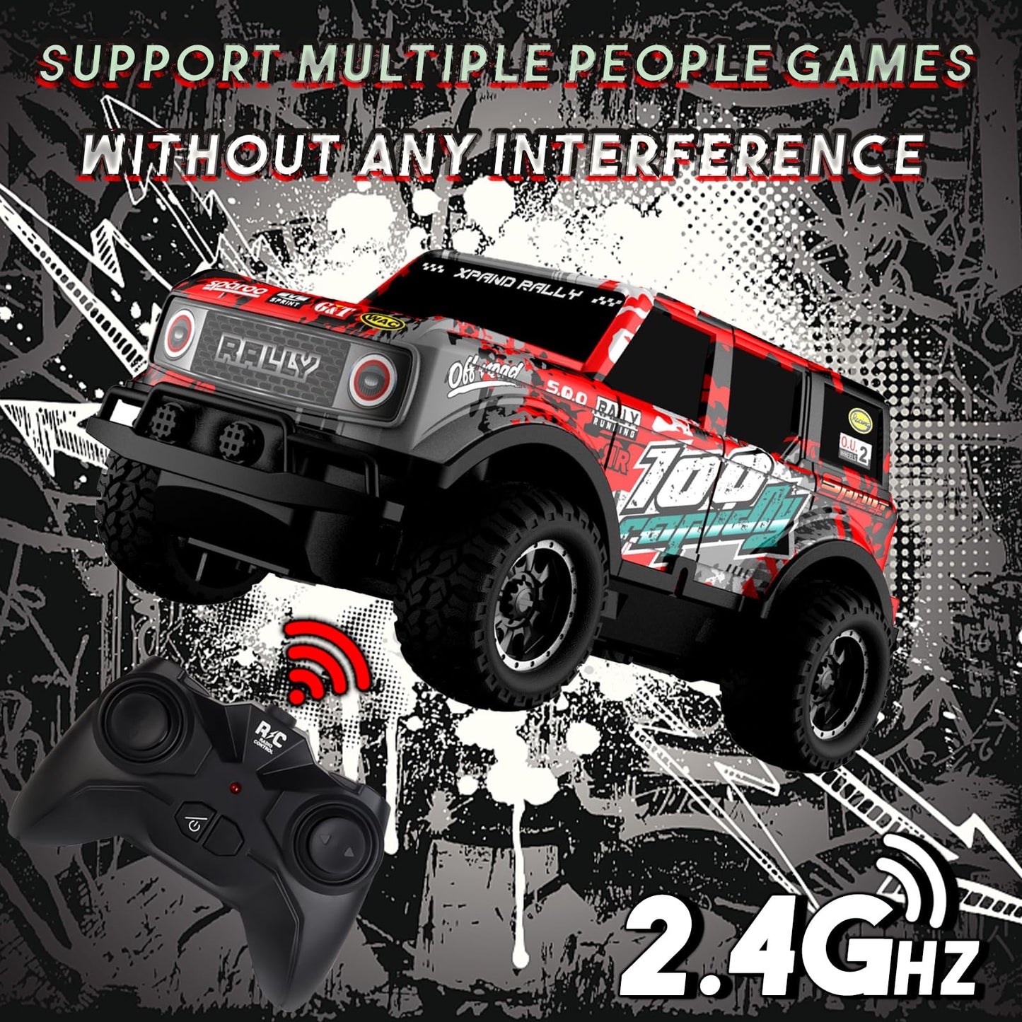 Desdoni Remote Control Car, Light Up RC Car Toys, 2.4GHz 1:24 Scale 15KM/H Off-Road with Cool LED Lights Racing Rechargeable Toy Car for Christmas Birthday Kids Boys Girls
