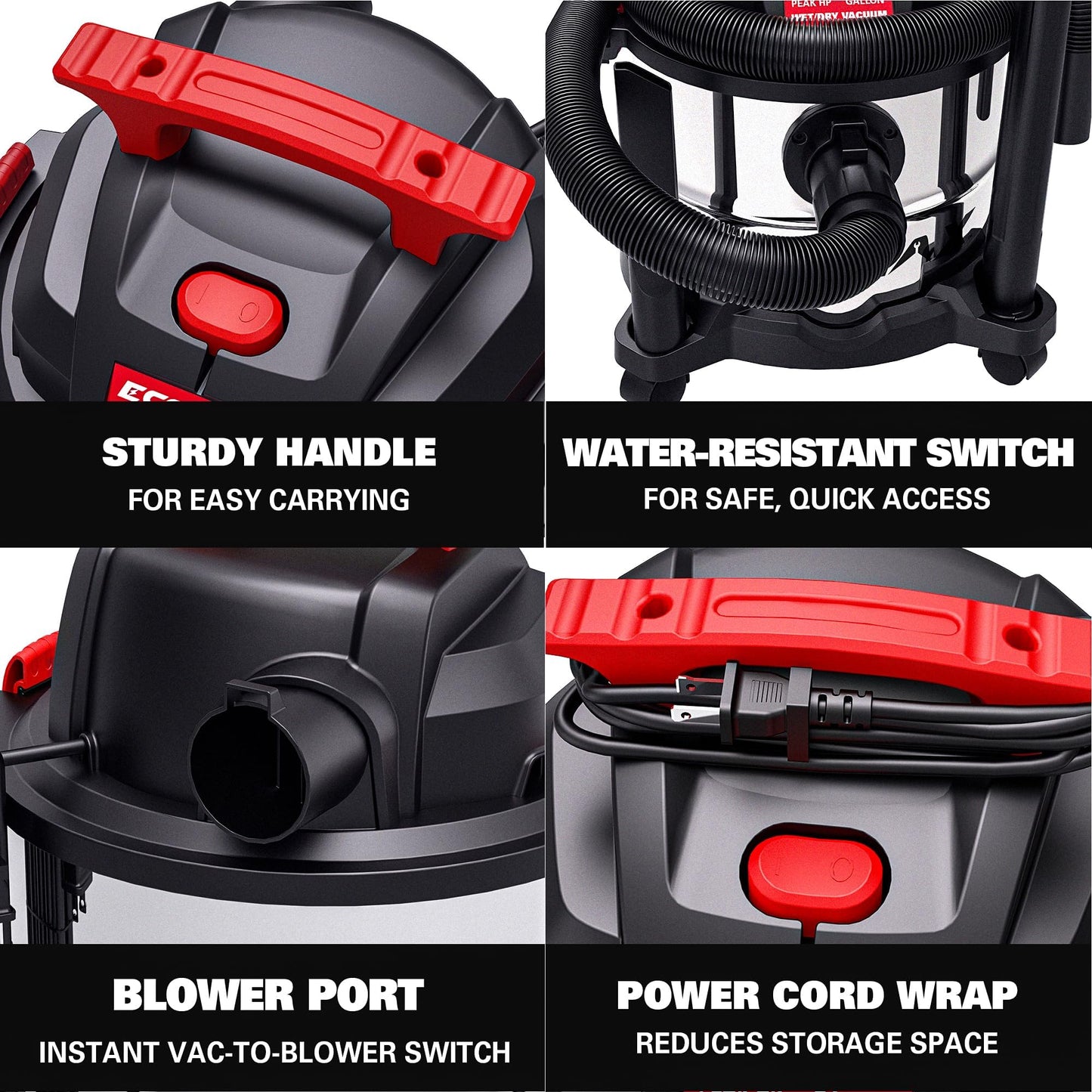 5 Gallon ECOMAX Wet Dry Vacuum with Suction