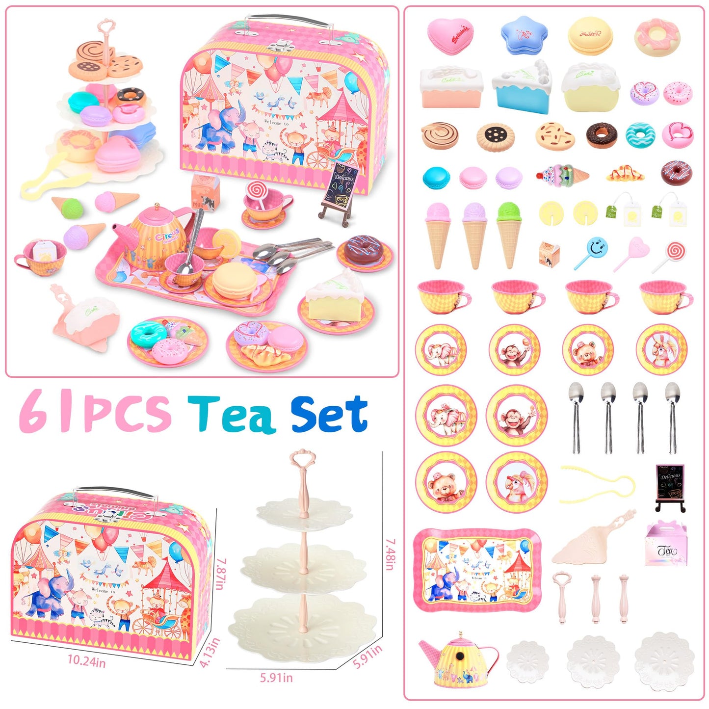 Tea Party Set with Dessert & Carrying Case