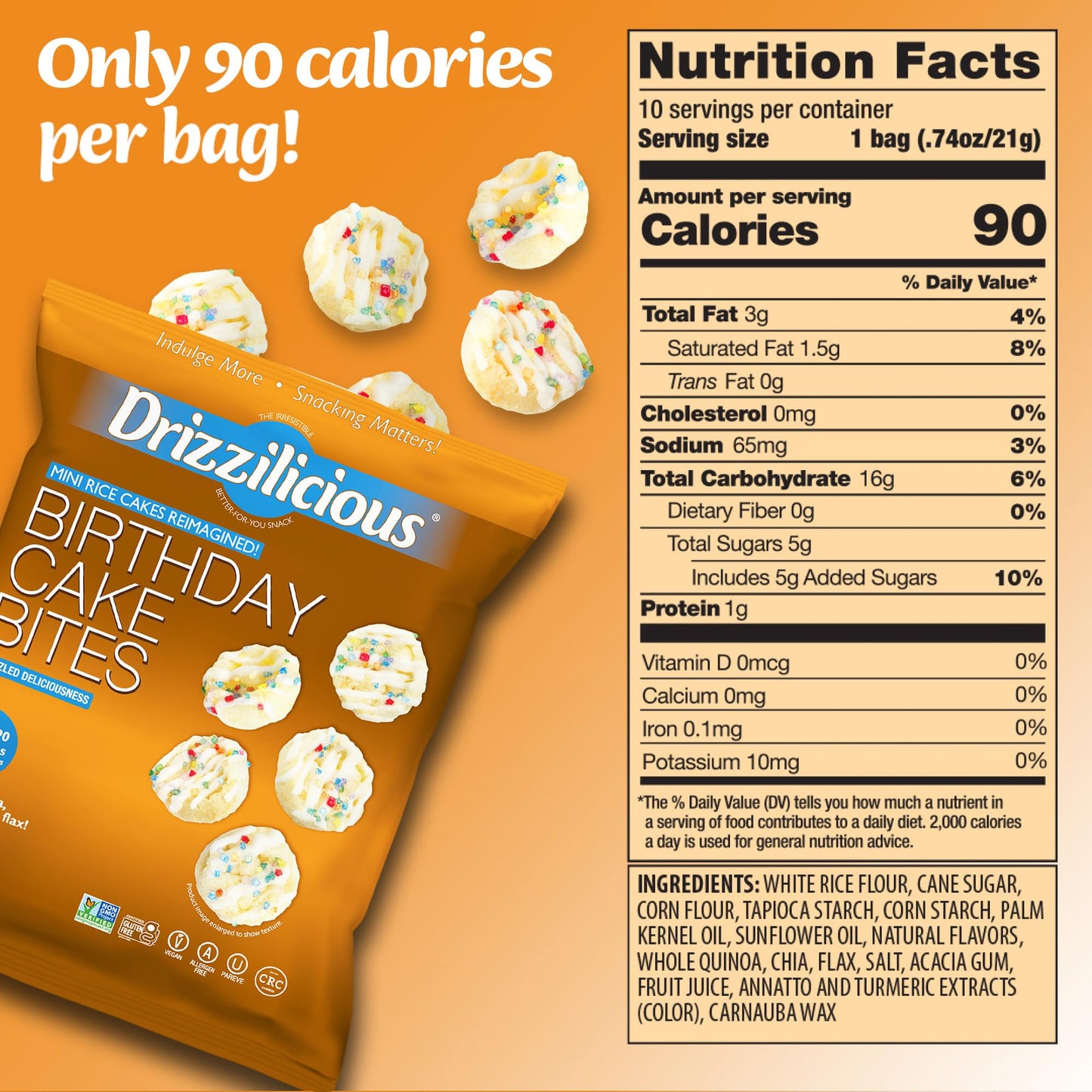 Drizzilicious Mini Rice Cakes - Vegan, Gluten Free