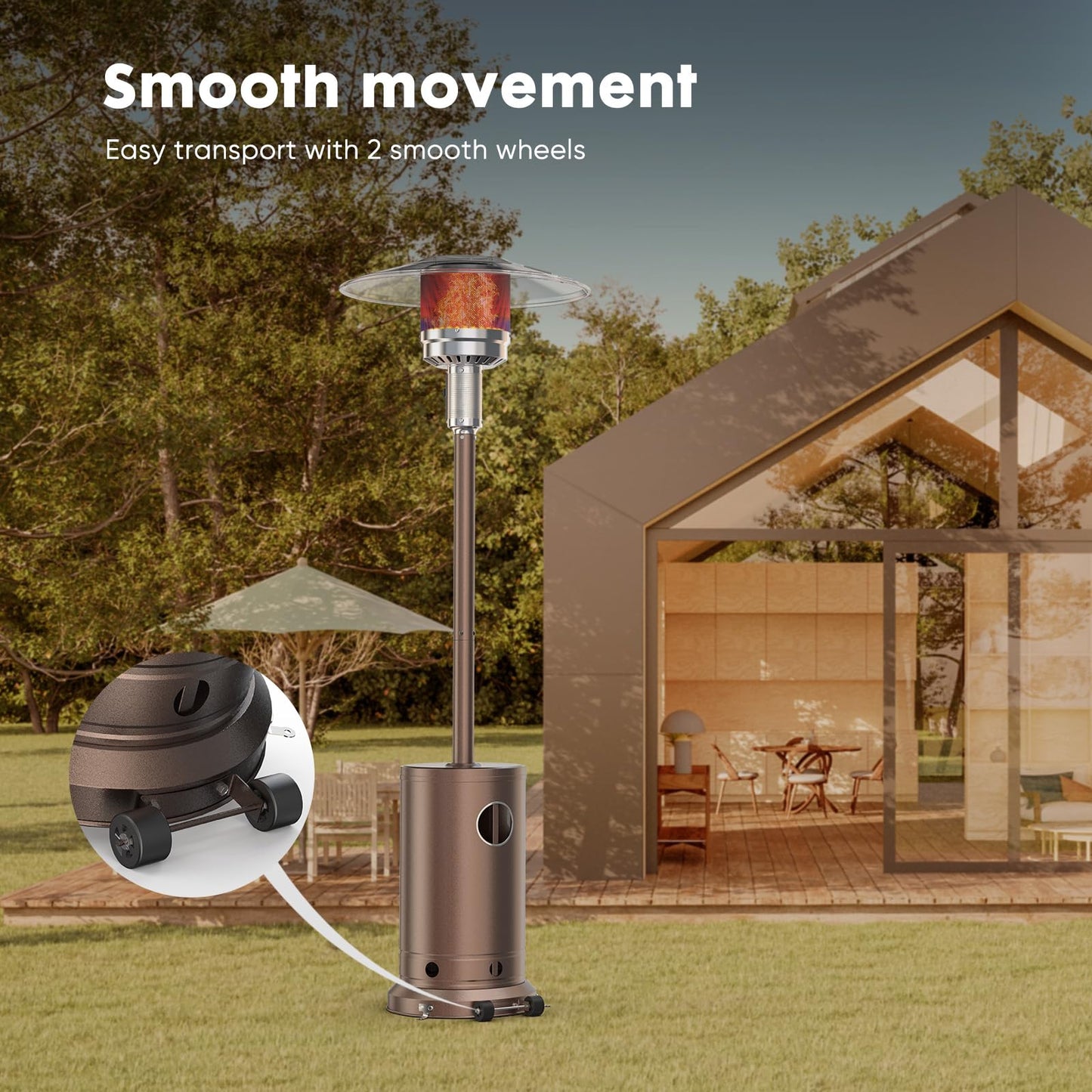 OLIXIS 48,000 BTU Outdoor Patio Heater with Wheels