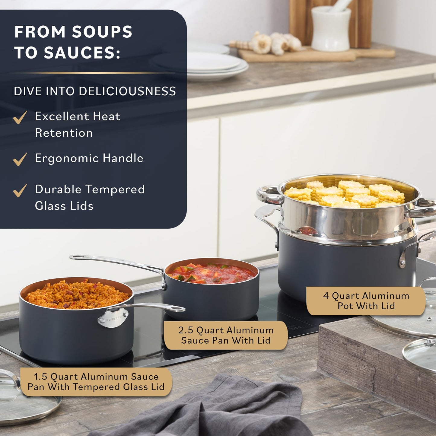 Home Hero 20-Piece Nonstick Cookware Set - Copper
