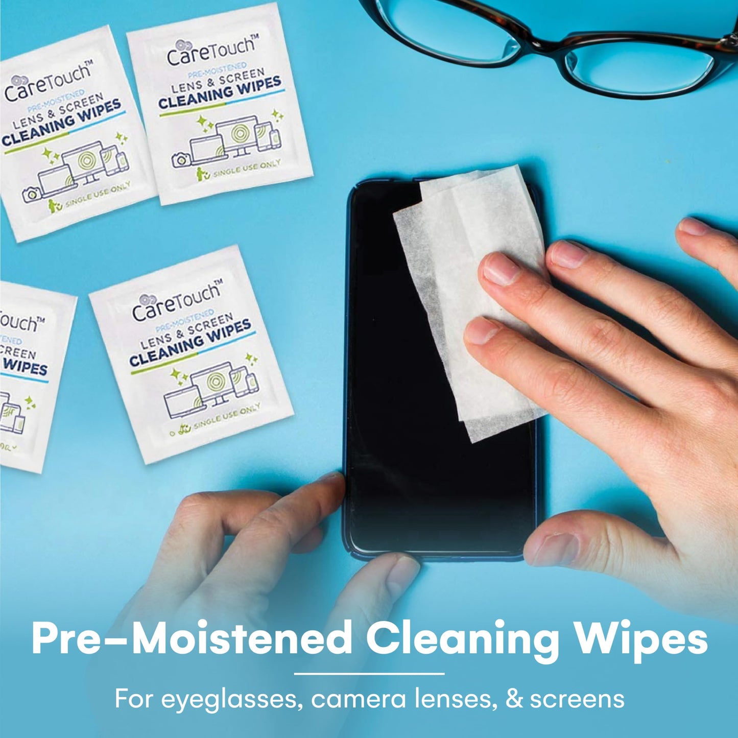 Care Touch Eyeglass Cleaning Wipes - 210 Individually Wrapped