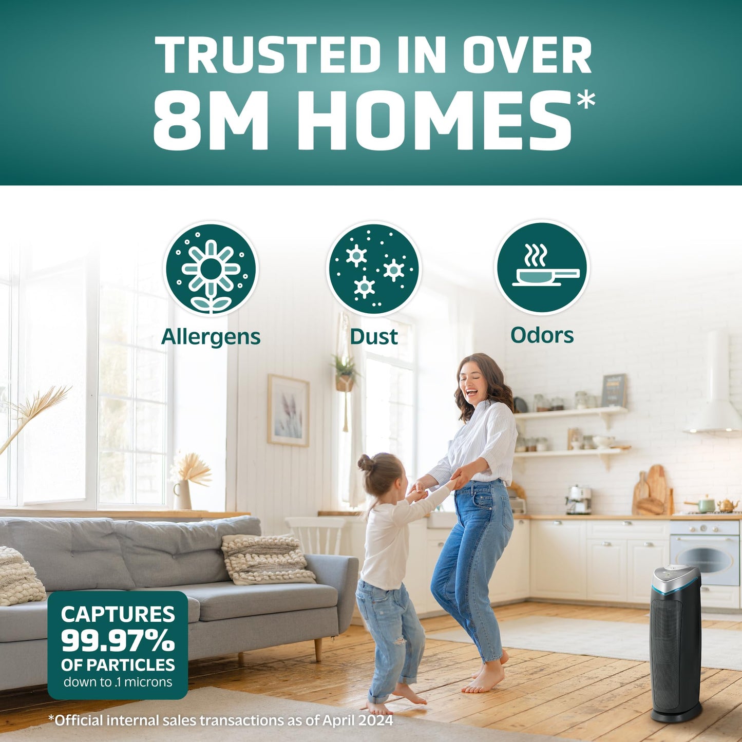 GermGuardian 4-In-1 HEPA Air Purifier for Large Rooms