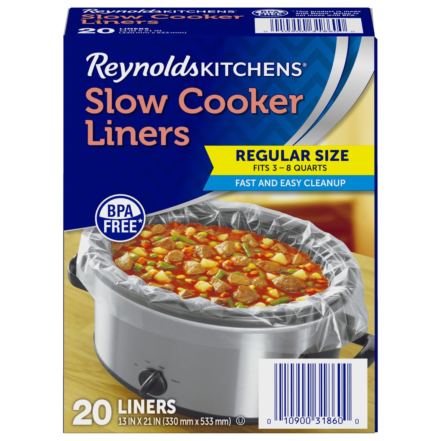 Reynolds Slow Cooker Liners, Regular, 20 Count
