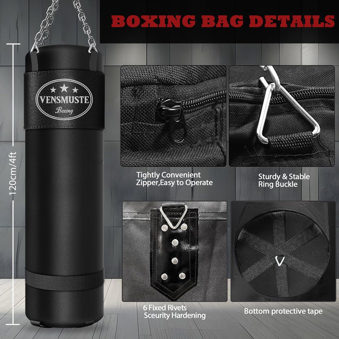 Heavy Punching Bag with Gloves for Training