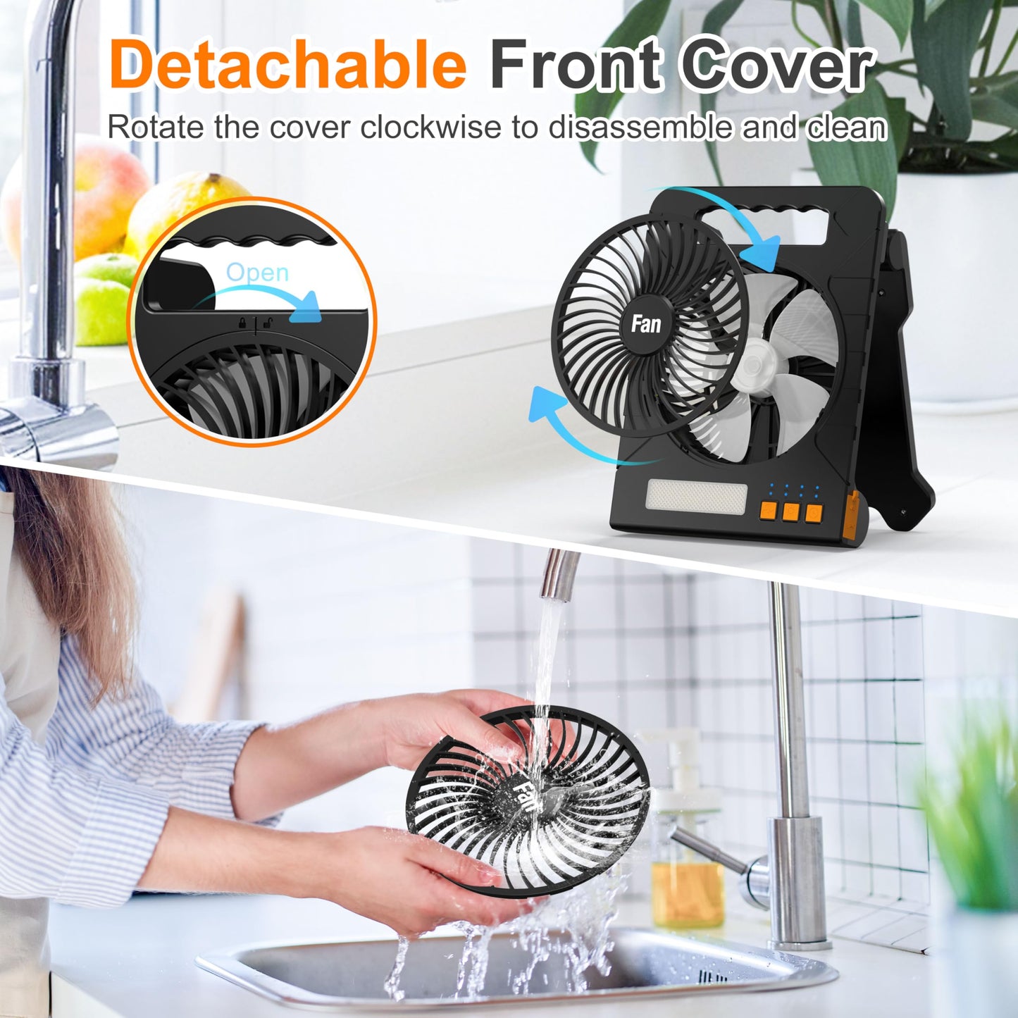 4000mAh Solar Powered Camping Fan with Lantern