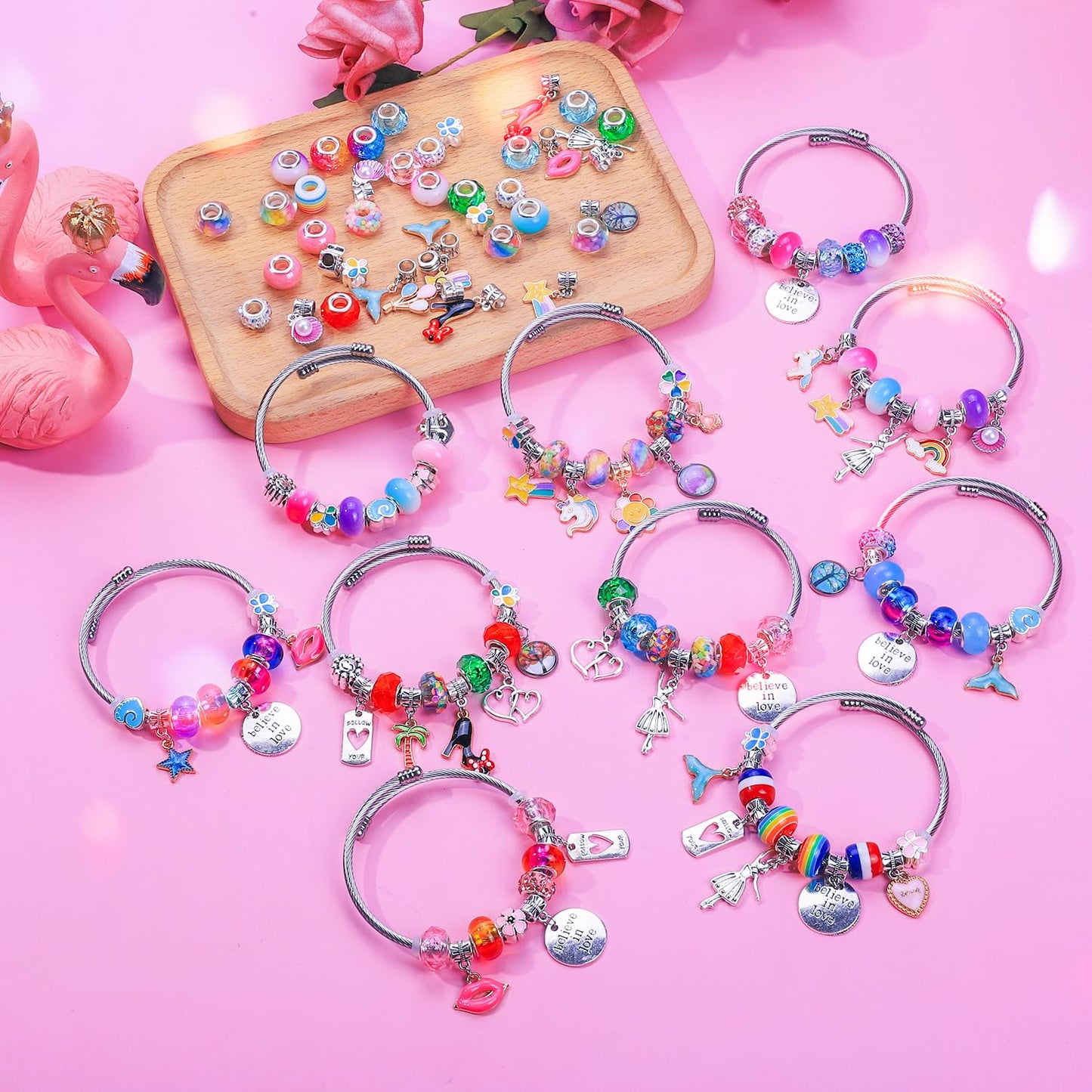 208-Piece Charm Bracelet Making Kit for Girls
