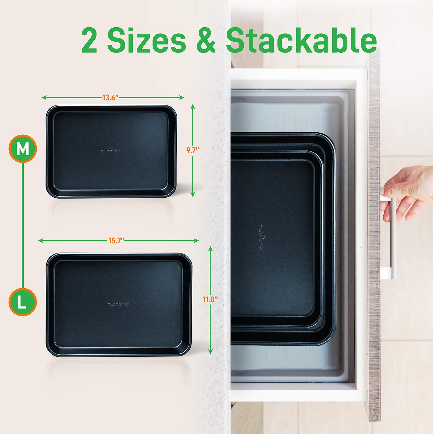 NutriChef Non-Stick Baking Sheet Set, 2-Piece