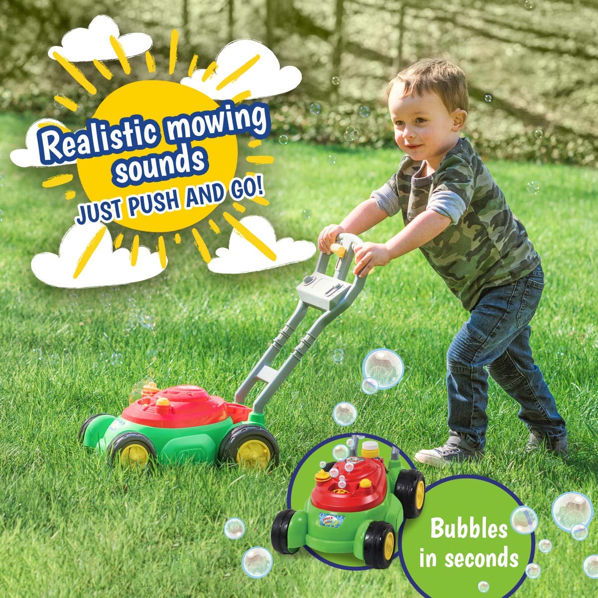 Bubble Lawn Mower Toy for Kids by Sunny Days