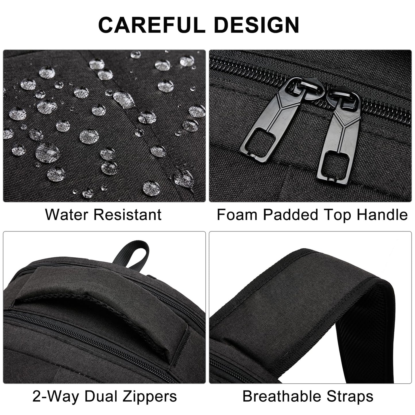 Liokesa Laptop Backpack for Men Women, School Backpacks for Teen Boys Girls, Black Backpack with USB Charging Port, 15.6 Inch Water Resistant College Bookbag Daypack
