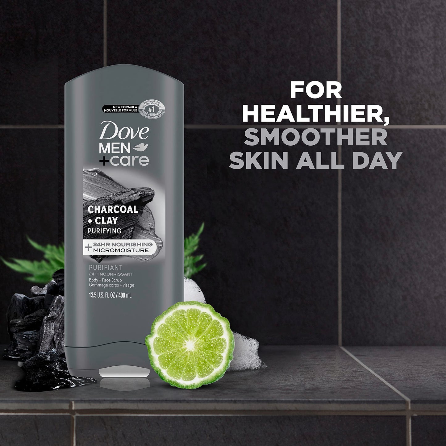 DOVE MEN + CARE Charcoal Clay Body Wash, 13.5 oz