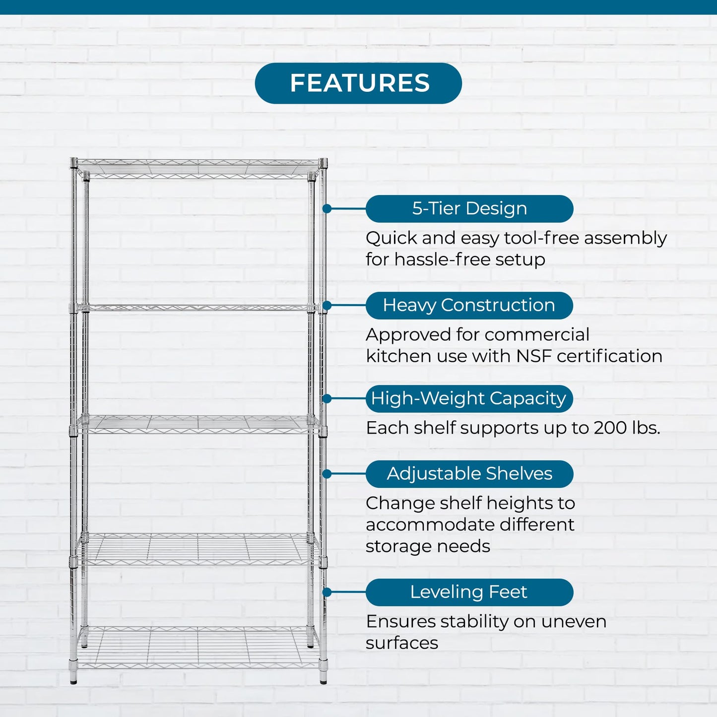 5-Tier Heavy Duty Storage Shelves by Honey-Can-Do