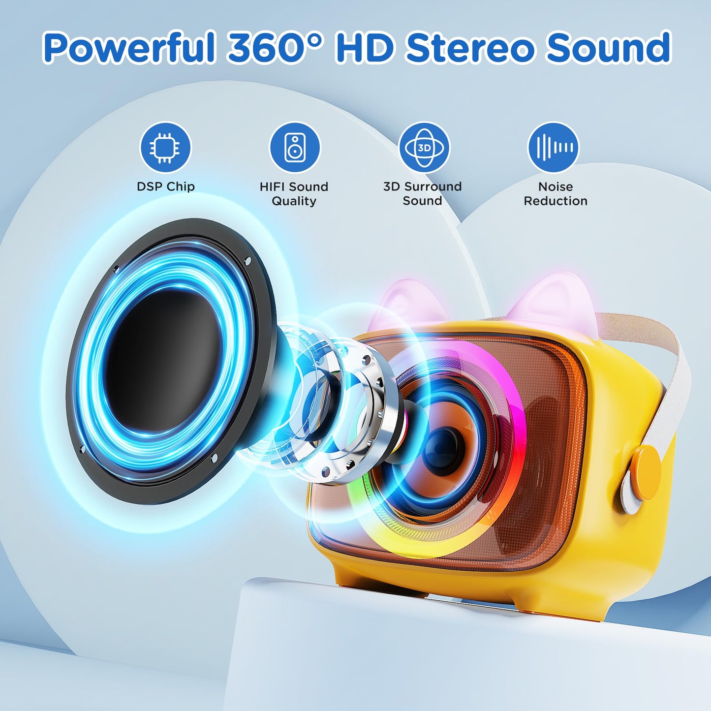 BIGASUO Bluetooth Karaoke Machine with 2 Microphones