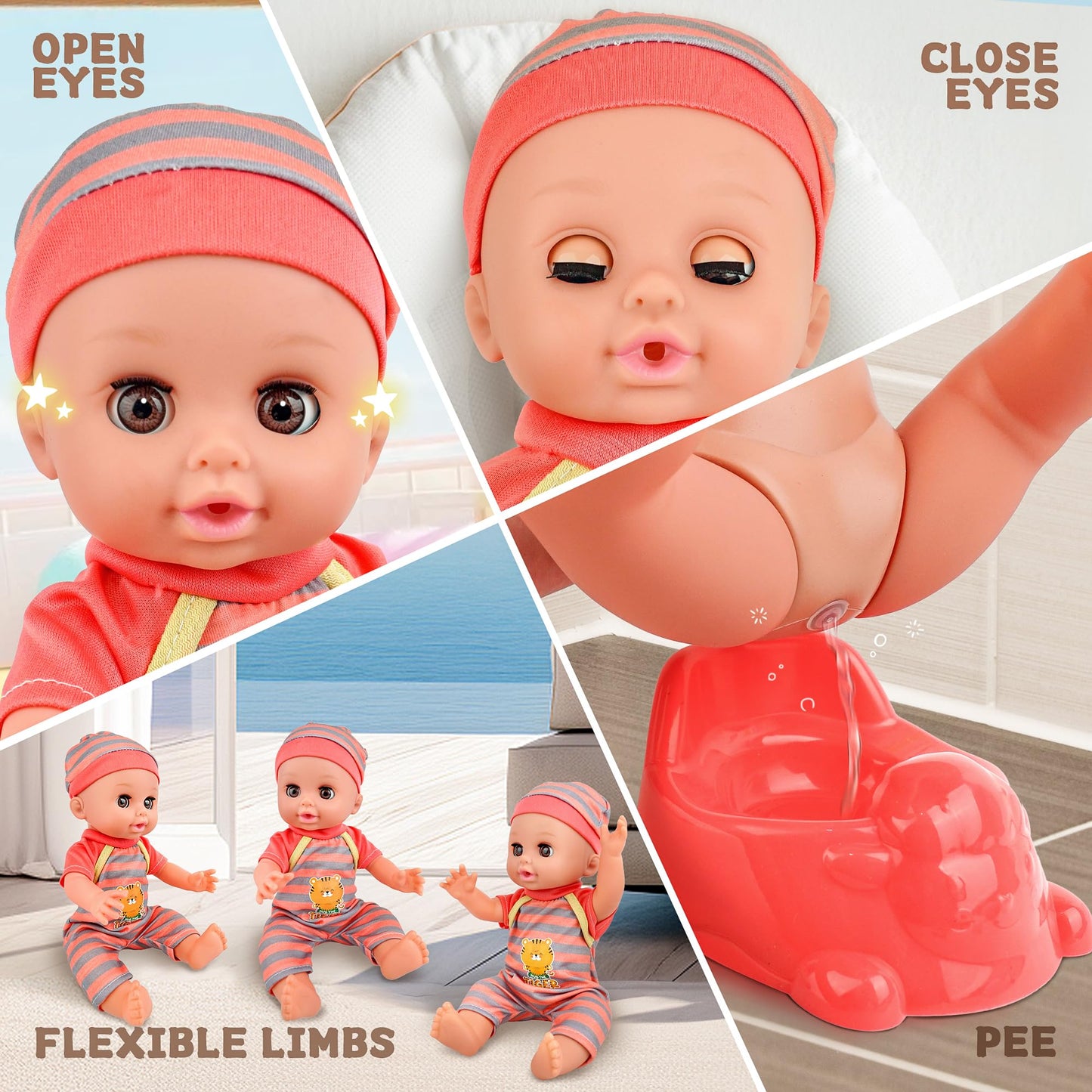 14" Realistic Baby Doll Playset with Accessories