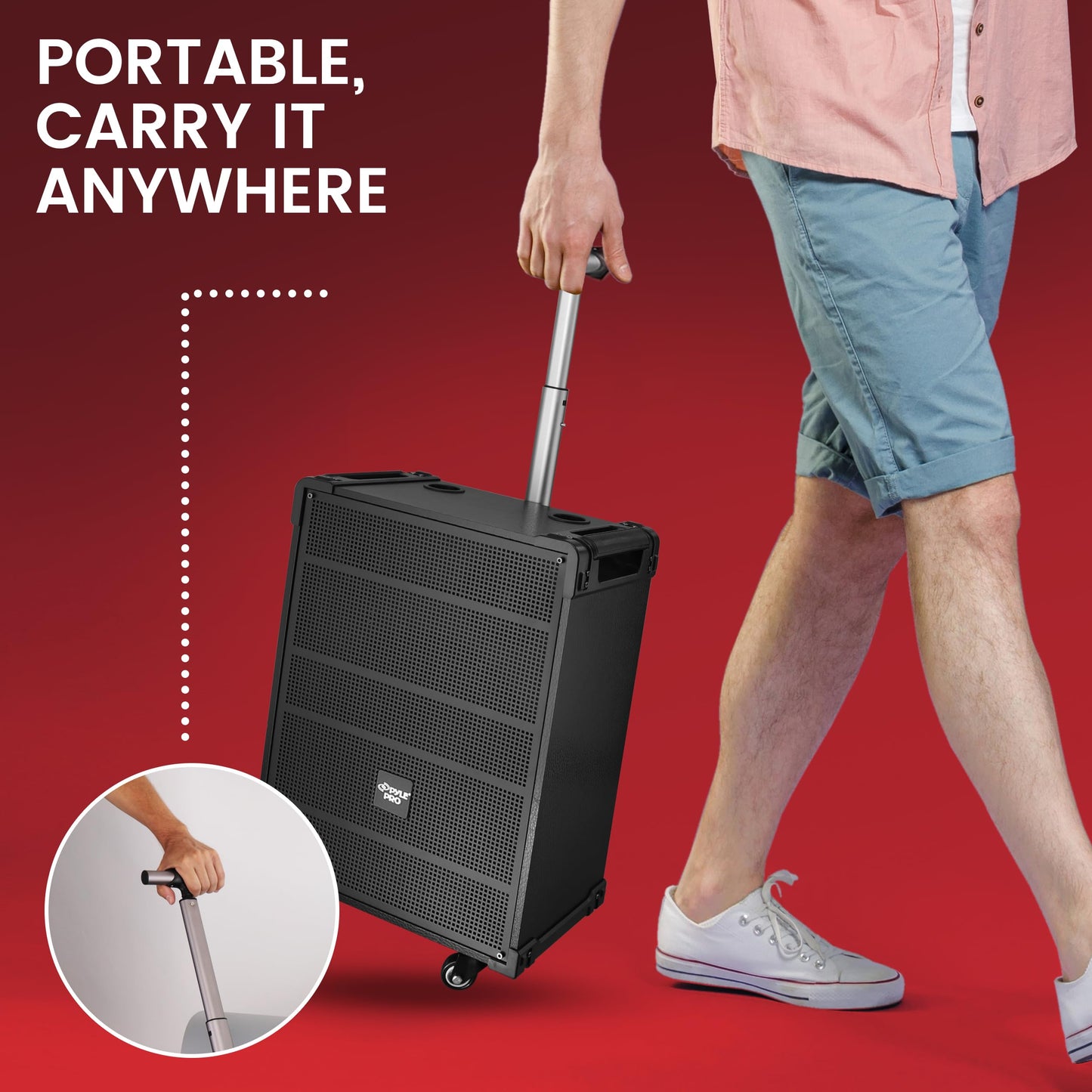 Pyle 12" Portable Bluetooth Speaker with Microphone