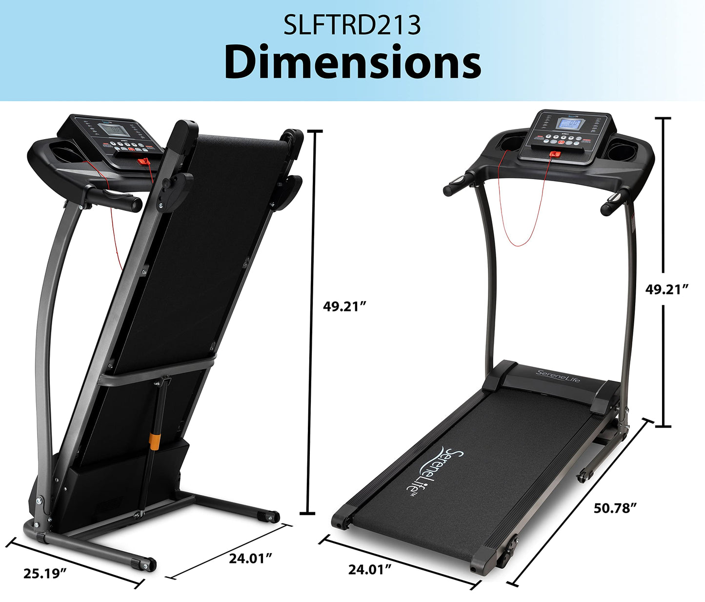 SereneLife Folding Treadmill with Bluetooth & Programs